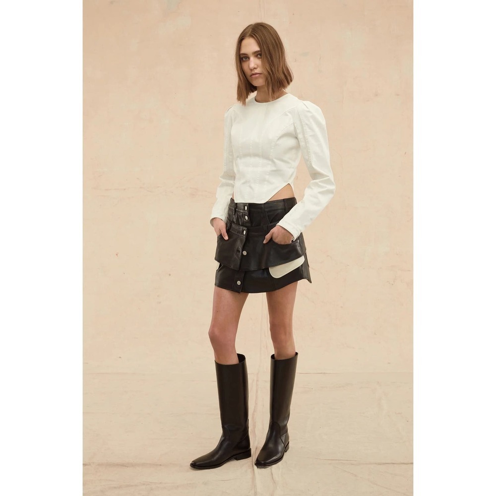 Marissa Webb NORI LEATHER LAYERED WAIST MINI SKIRT